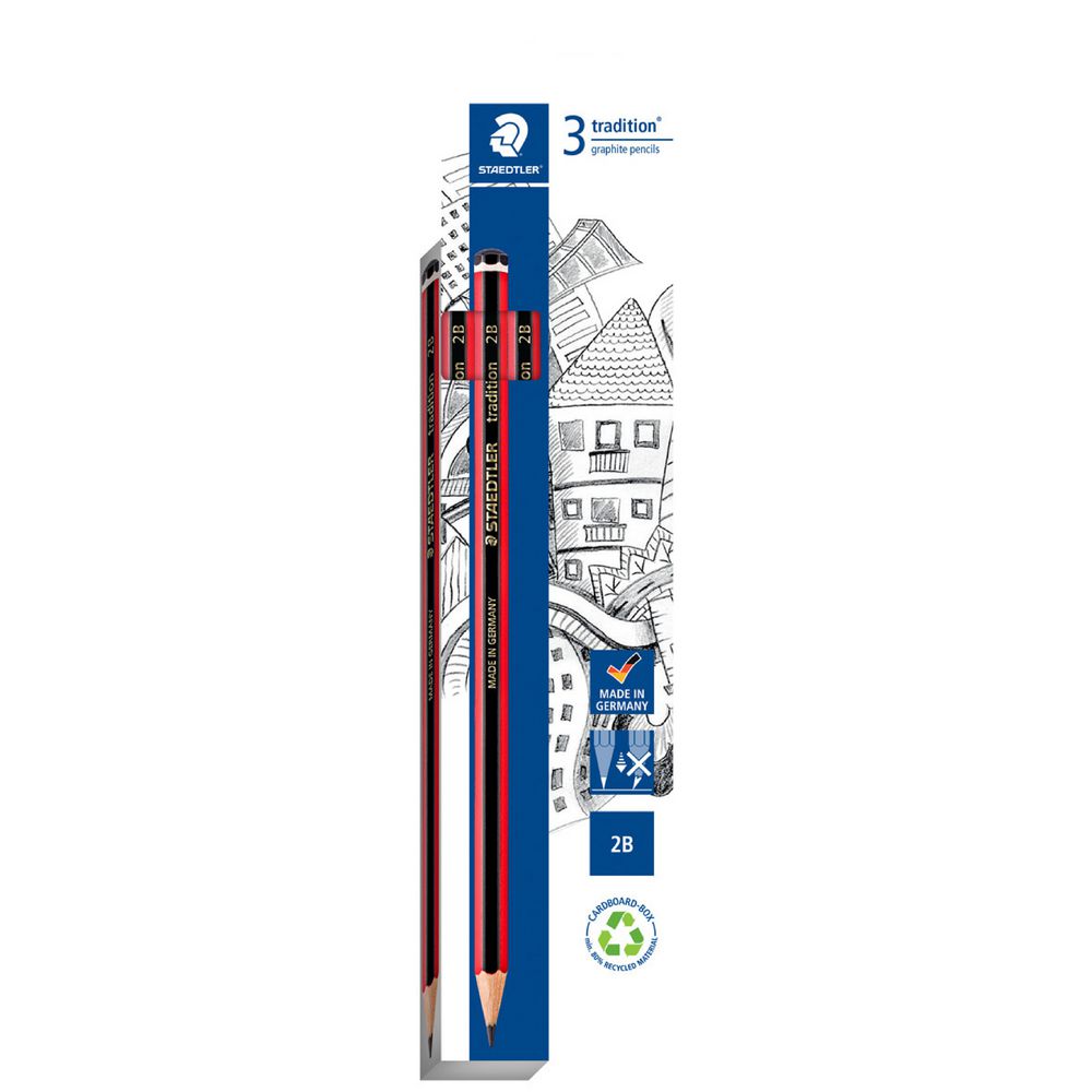 Staedtler Tradition Graphite Pencils 2B 3 Pack