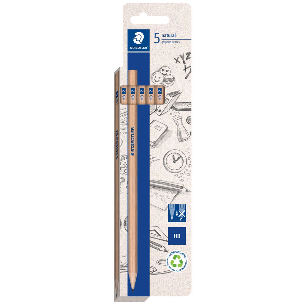 Staedtler Natural Graphite Pencils HB 5 Pack